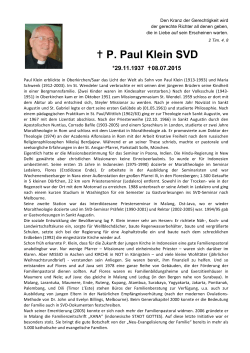+ P. Paul Klein SVD - Steyler Missionare