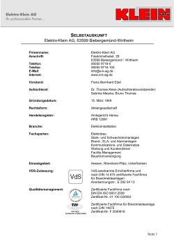 Selbstauskunft - Elektro Klein AG