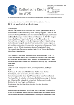 Gott ist weder tot noch einsam
