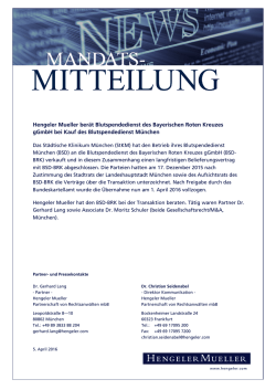 Hengeler Mueller ber&auml;t Blutspendedienst des Bayerischen Roten