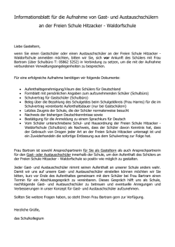 Informationsblatt f&uuml;r die Aufnahme von Gast