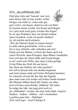 2016 – das aufblühende Jahr! Fünf plus zehn und Tausend mal