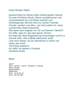 Guten Morgen Ralph, tausend Dank f&uuml;r Deinen tollen Auftritt gestern