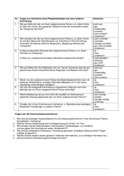 Nr. Fragen zur Aufnahme eines Pflegebedürftigen aus einer