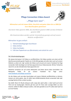 Pflege Connection-Video-Award - „Pflege kann was!“ -