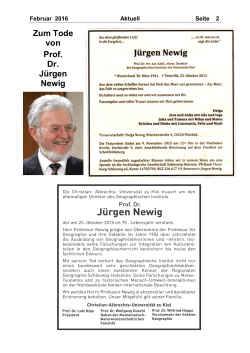 Zum Tode von Prof. Dr. Jürgen Newig - Schleswig