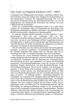 Zum Tode von Siegfried Schubenz (1933 &ndash; 2007)