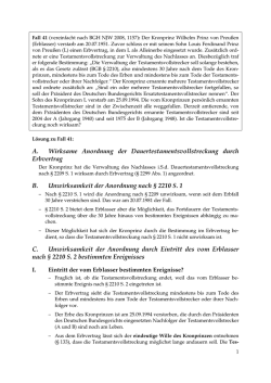 A. Wirksame Anordnung der Dauertestamentsvollstreckung durch