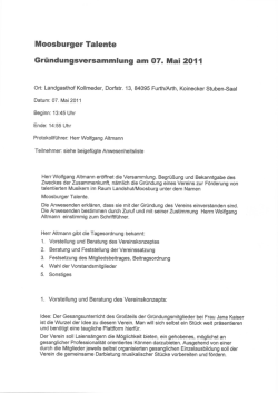 Gr&uuml;ndungsversammlung - Moosburger Talente e. V.