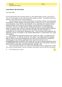 Interpretation. Luise Rinser: "Die rote Katze"