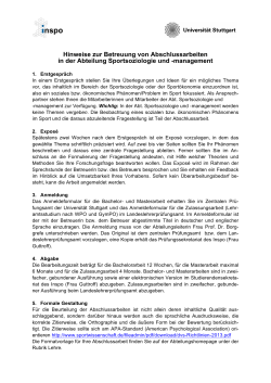 Hinweise zur Betreuung von Abschlussarbeiten in der Abteilung