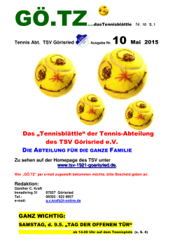 der Tennis-Abteilung des TSV Görisried eV