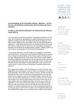 Lehrveranstaltung an der Universität Innsbruck: „Mediation – eine