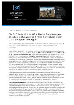 Die DxO OpticsPro for OS X Photos Erweiterungen erlauben
