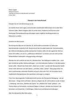 Dieter Läpple Olympia in der Ankunftsstadt Erlauben Sie mir eine