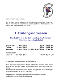 1. Frühlingsschiessen - Pistolensektion Uetendorf