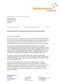 Herzlichen Gl&uuml;ckwunsch &ndash; Die Glasfaser kommt nach Klintum und