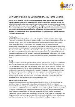 Von Mondrian bis zu Dutch Design. 100 Jahre De Stijl.