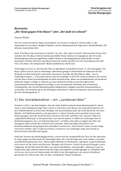 Der Staat gegen Fritz Bauer - Forschungsjournal Soziale Bewegungen