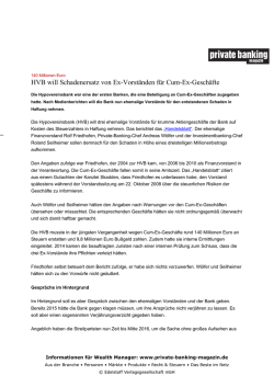 HVB will Schadenersatz von Ex-Vorst&auml;nden f&uuml;r Cum-Ex