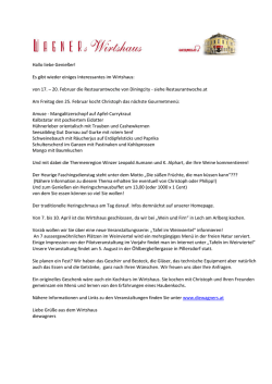 Hallo liebe Genie&szlig;er! Es gibt wieder einiges Interessantes im