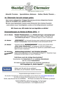 Im `Obermaier hat sich einiges getan: Veranstaltungen im Herbst