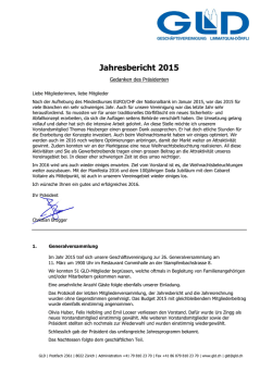 Jahresbericht 2015 - GLD Gesch&auml;ftsvereinigung Limmatquai