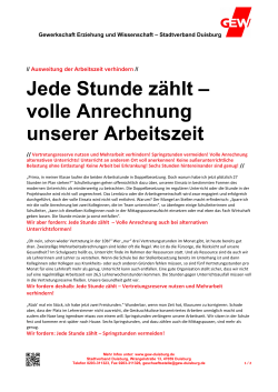 Jede Stunde z&auml;hlt &ndash; volle Anrechnung unserer Arbeitszeit