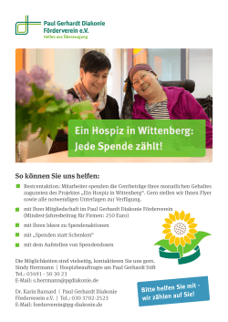 Ein Hospiz in Wittenberg: Jede Spende zählt!