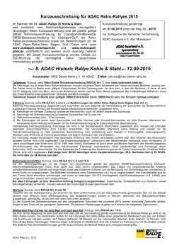 Titel: 8. ADAC Historic Rallye Kohle & Stahl am 12.09.2015