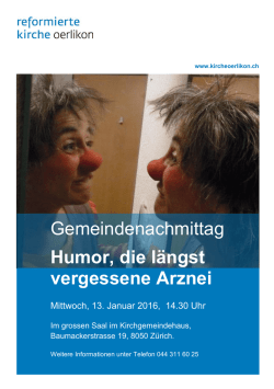 Humor, die l&auml;ngst vergessene Arznei - zueri