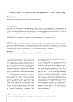 Arbeitssysteme als Soziotechnische Systeme – eine Erinnerung