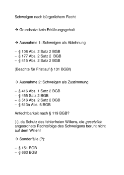 Schweigen nach b&uuml;rgerlichem Recht