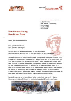 Ihre Unterst&uuml;tzung Herzlichen Dank