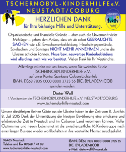 HERZLICHEN DANK - Tschernobylhilfe Neustadt