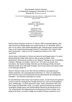 Dokumentation Heinrich Orlemann zur Stolperstein