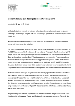 Medienmitteilung zum Tötungsdelikt in Würenlingen AG_150512