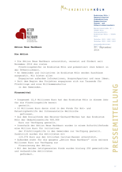 Hintergrund zur Aktion &bdquo;Neue Nachbarn&ldquo; des Erzbistums K&ouml;ln