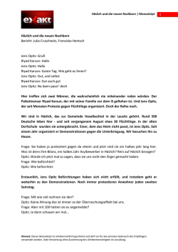 H&auml;slich und die neuen Nachbarn Bericht: Julia Cruschwitz