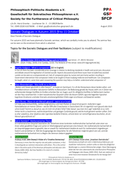GSP Autumn Programme 2015  - Philosophisch