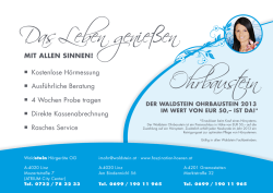4 Wochen Pr°be trage“ DER WALDSTEIN OHRBAUSTEIN 2013