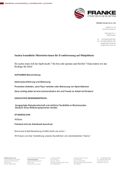 Stellenausschreibung Mitarbeiter Betreuung Uni