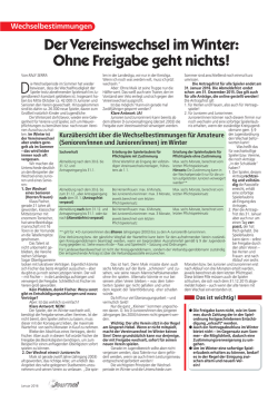 Hinweise zum Vereinswechsel im Winter 2015/2016