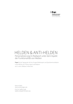 Helden & Anti-Helden. Personalisierung im Radsport unter dem