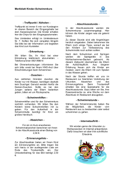 Merkblatt Kinder-Schwimmkurs - Treffpunkt / Abholen -