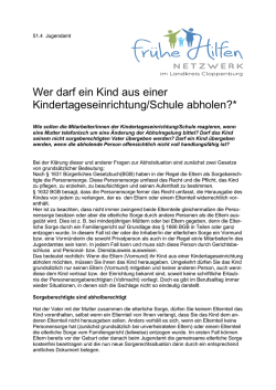 Infoblatt zur Abholung von Kindern aus der Kita / Schule