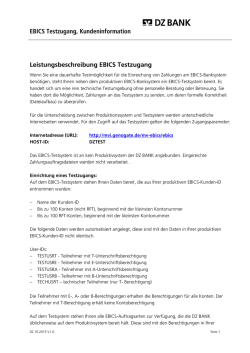 EBICS Testzugang, Kundeninformation Leistungsbeschreibung