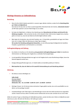 Wichtige Hinweise zur Selbstabholung