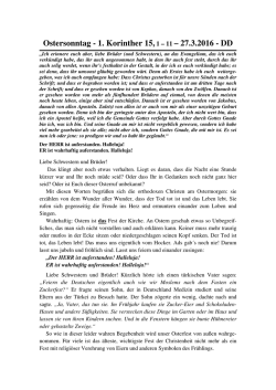 Ostersonntag - 1. Korinther 15, 1 – 11 – 27.3.2016