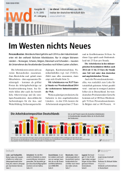 Im Westen nichts Neues - Institut der deutschen Wirtschaft Köln